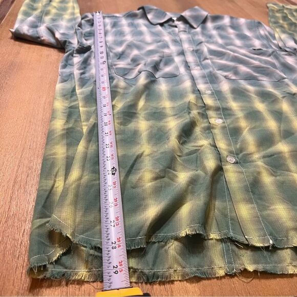 Eleven Paris Slim‎ Fit Plaid Button-Up Shirt - Wild Lime Punch Size Large - Picture 3 of 6